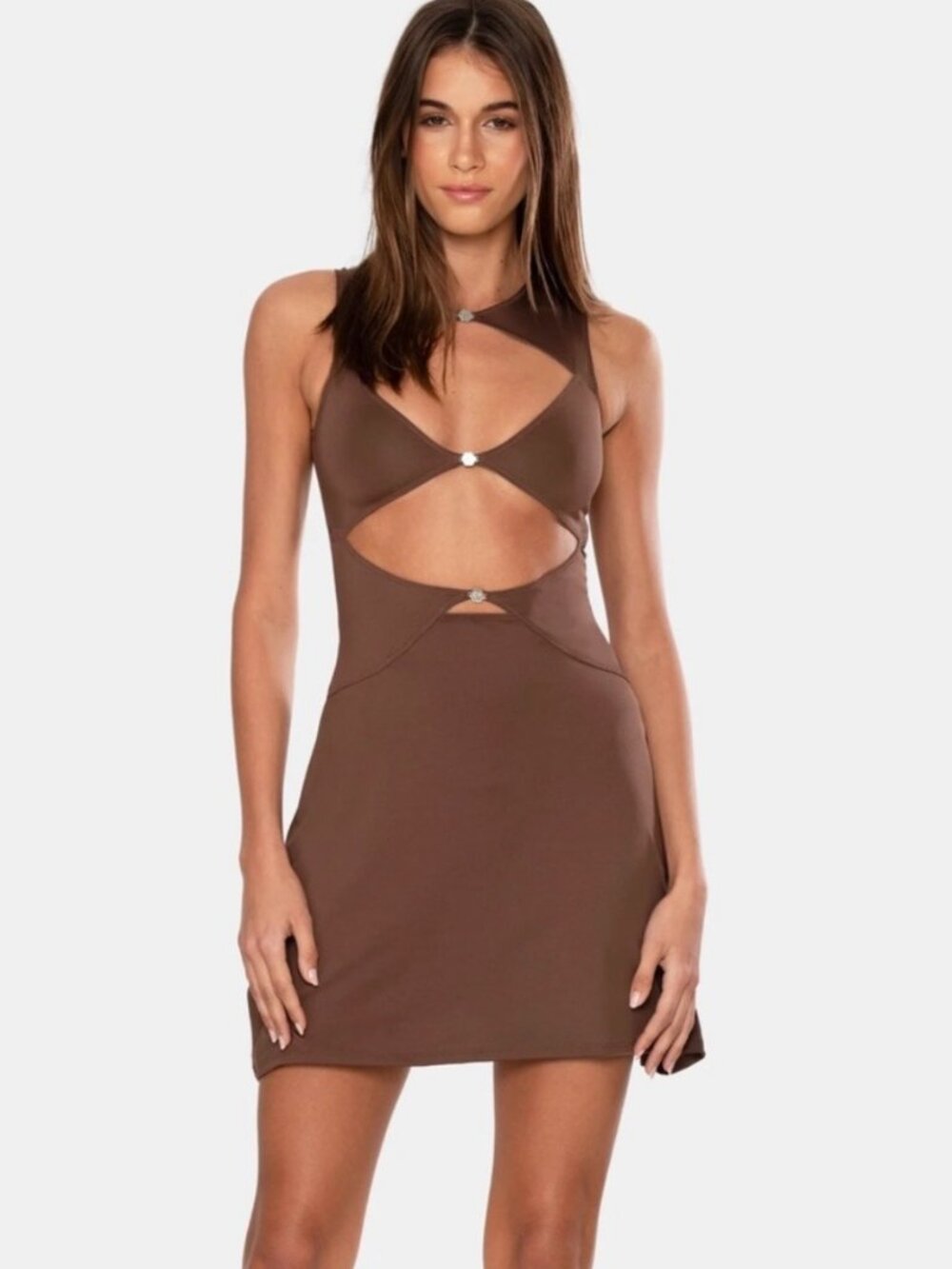 OW Collection Stretch Jersey Chiara Mini Dress Cut-Out